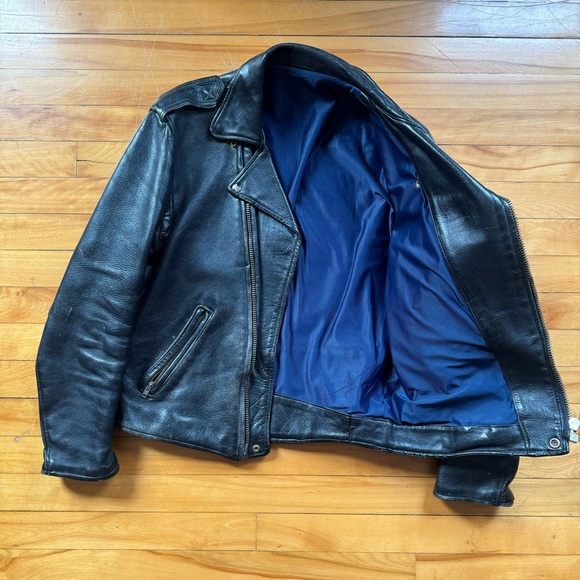 Vintage Black Leather Motorcycle Jacket - Picture 3 of 4